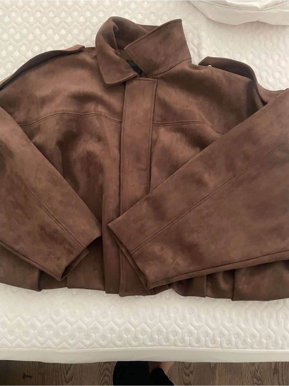 Zara womenβs Brown Suede Jacket - Classic Casual Coat